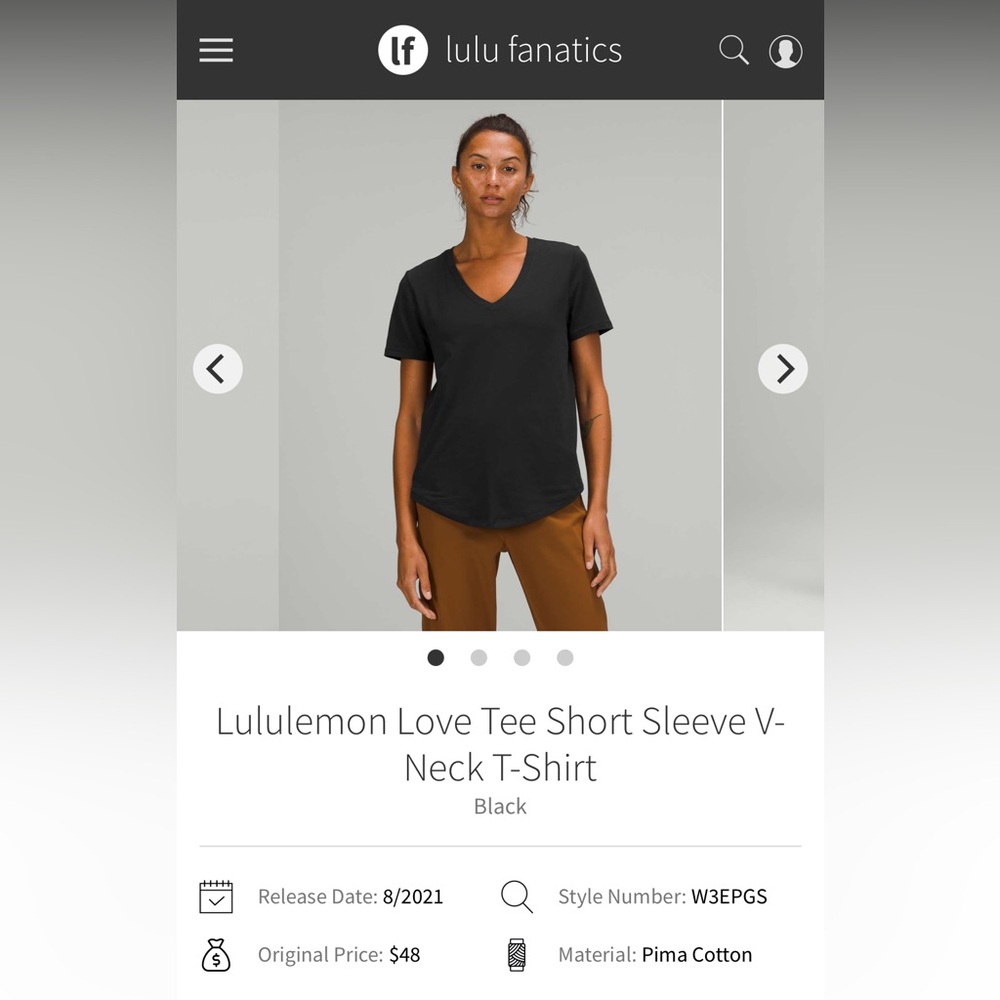 lululemon athletica Black V-Neck Short Sleeve Top